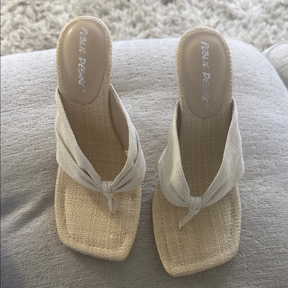 Public Desire Women's Beige and Cream Sandals